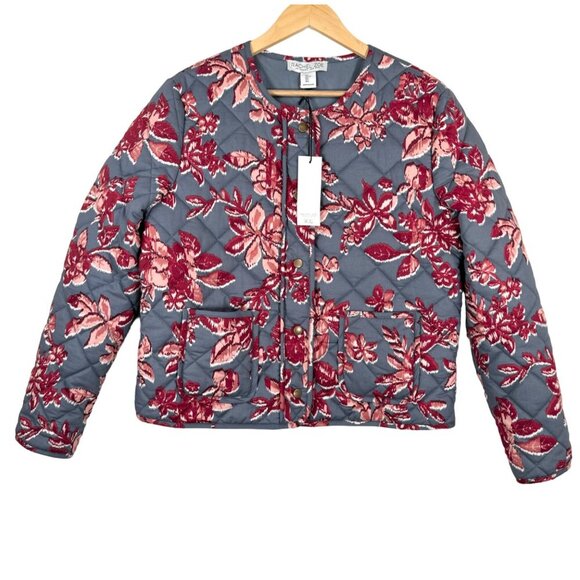 Rachel Zoe Floral Quilted button Jacket cottage core L - Picture 1 of 10